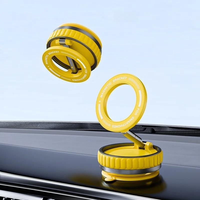 Upgrade Three-axis Flexible Alloy 360° Magnetic Vacuum Adsorption Double-sided Fold Rotating Multi-angle Strong Suction, Stable Holder, Hands Free Automobile, Adjustable Mount for All Phones