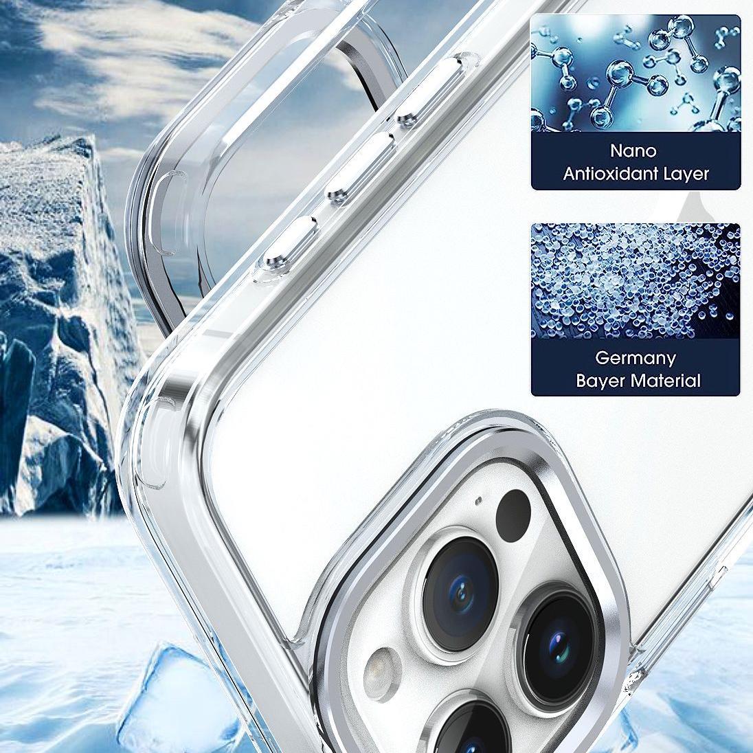 Acrylic Metal Camera Frame Transparent Phone Case for iPhone 16 15 14 13 12 11 Clear Cover