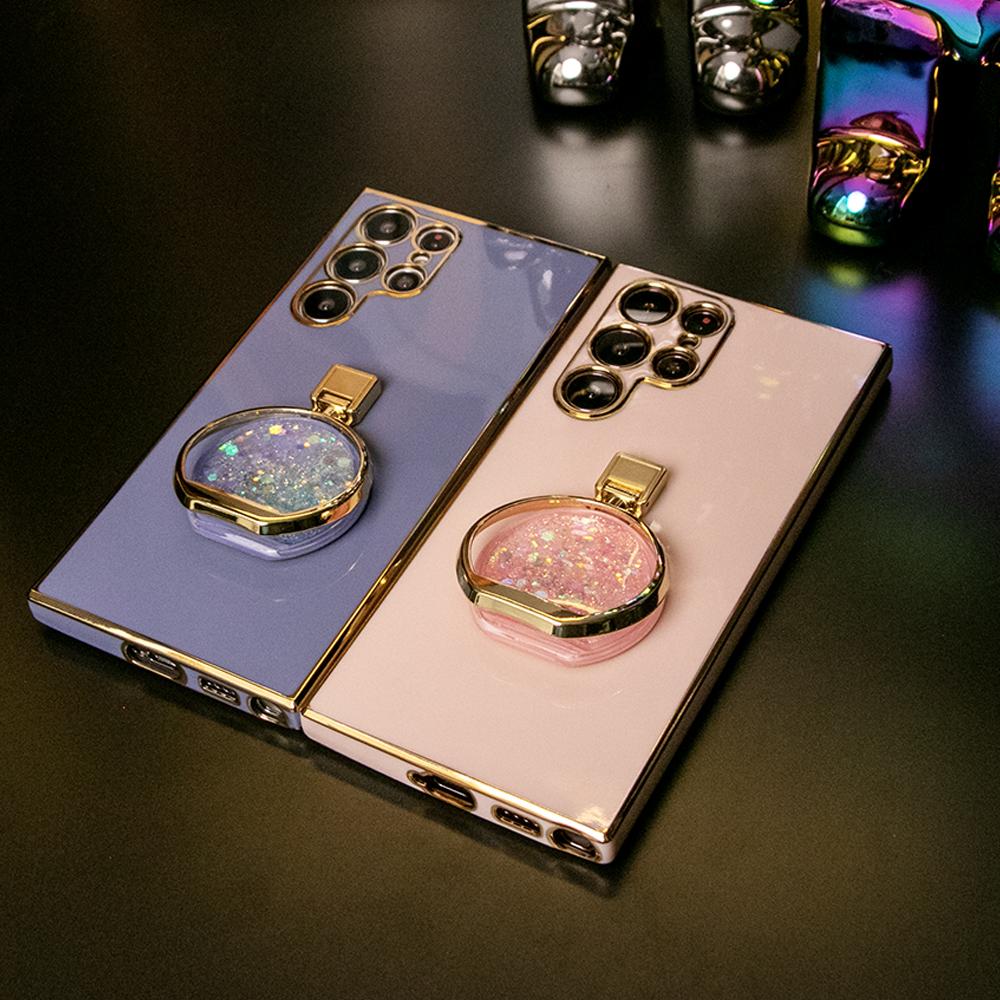 Quicksand Perfume Bottle KickStand Plating Phone Case For Samsung S25 S24 S23 S22 S21 Note20