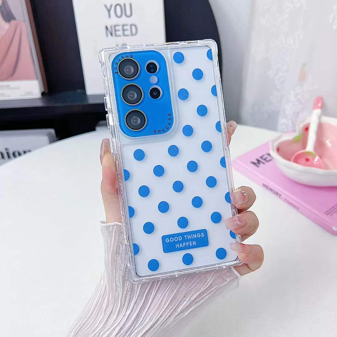 For Samsung S25Ultra S24Ultra S23Ultra Phone Case, Colorful 3 in 1 Transparent Luxury Wave Point Acrylic Anti Fall, With Camera Protector Shockproof Clear Hard Full Cover