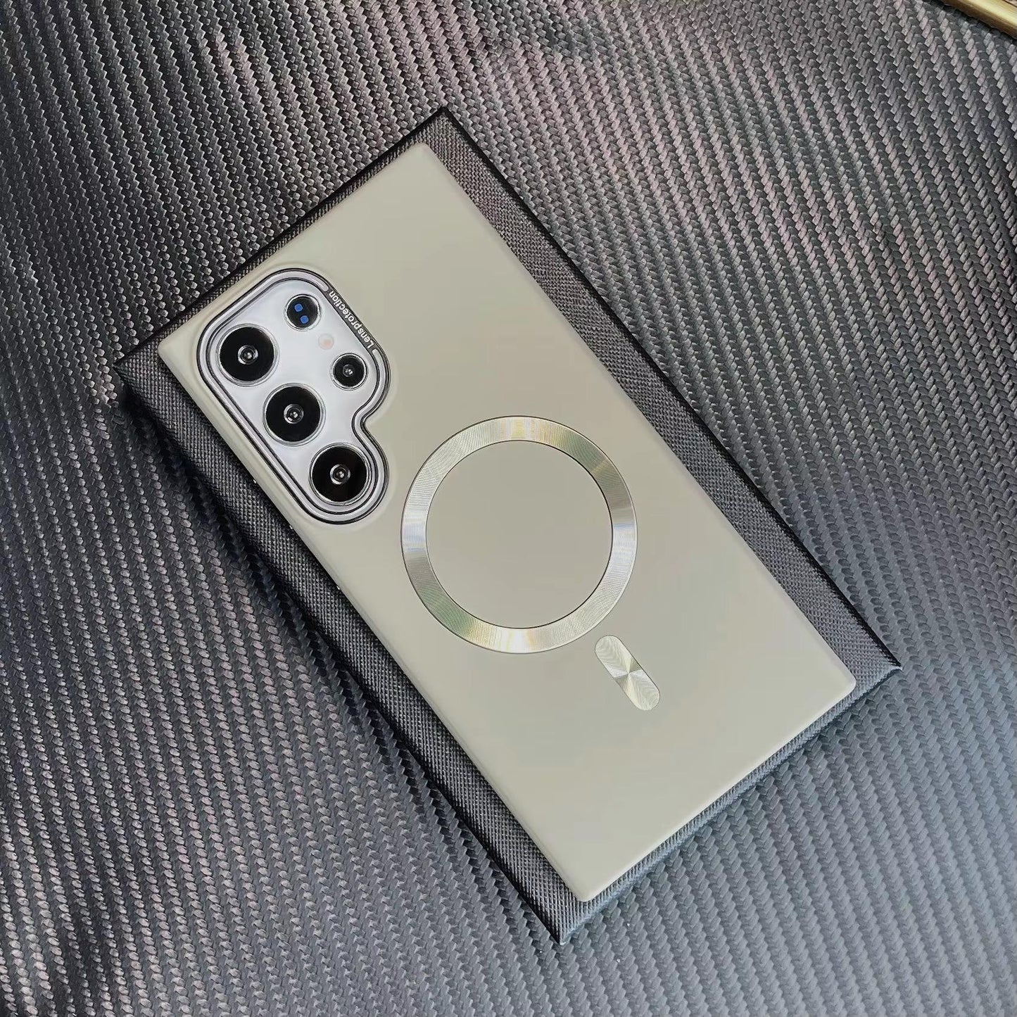 Frosted Magnetic Metal Lens Frame Phone Case For Samsung S25Ultra S24Ultra S23Ultra Ultra Thin Shockproof Hard Full Cover