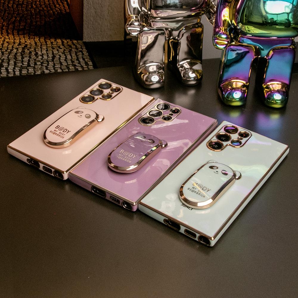 Panda Kickstand Plating Phone Case for Samsung A16 A06 A55 A54 A35 A34 A25 A24 A15