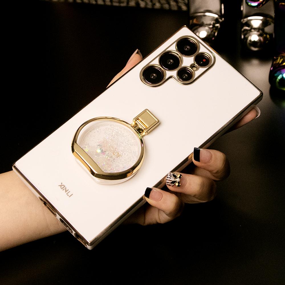 Quicksand Perfume Bottle KickStand Plating Phone Case For Samsung S25 S24 S23 S22 S21 Note20