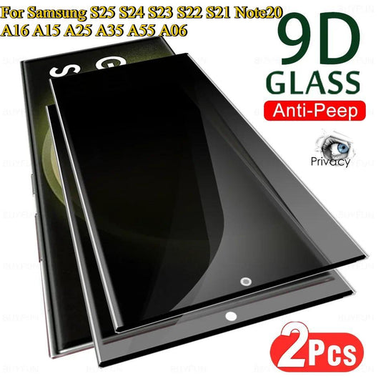 2 Pieces Privacy Tempered Glass For Samsung S25 S24 S23 S22 S21 Note20 A16 A15 A25 A35 A55 A06 Anti-peep Screen Protector