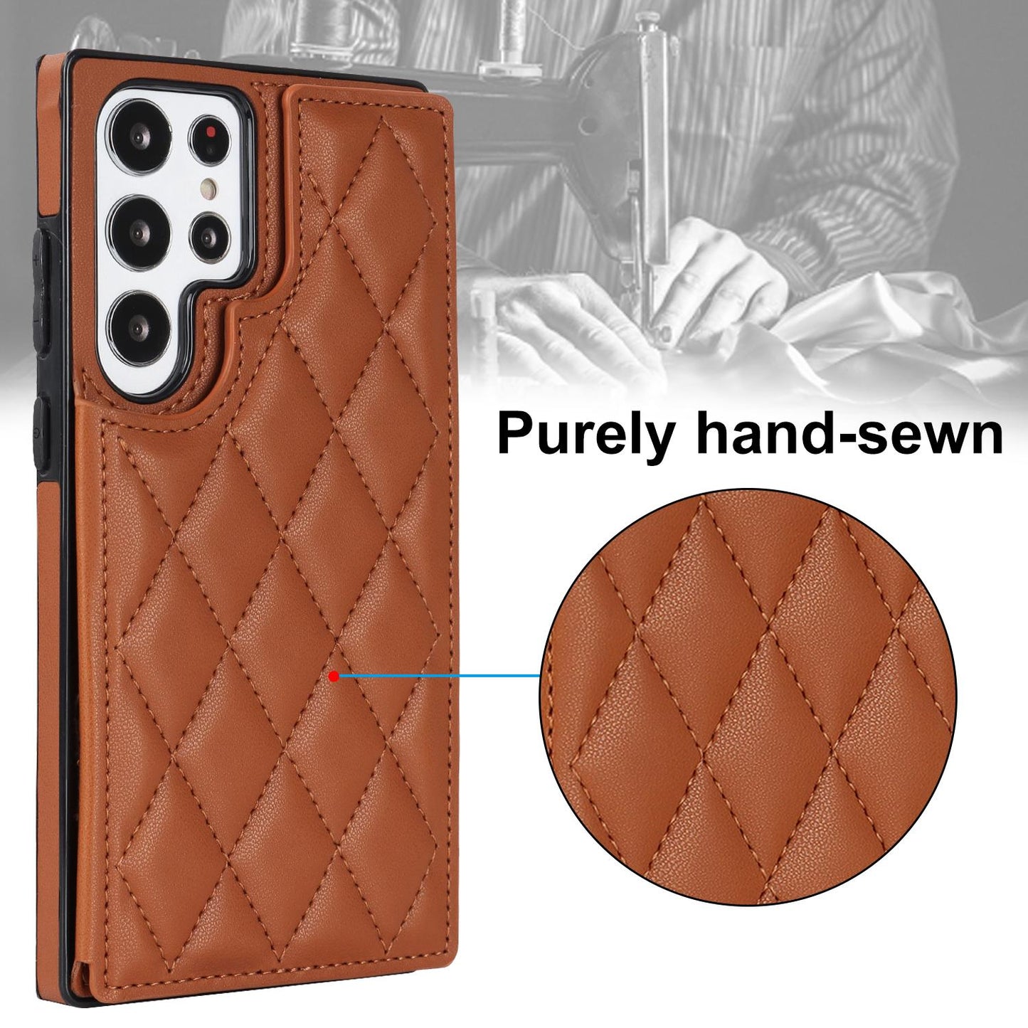 Rhombic Grid Pattern Leather Cover For Samsung Galaxy S20 S21 FE S23 S22 Plus Note 20 Ultra Card Slots Holder Purse Phone Case
