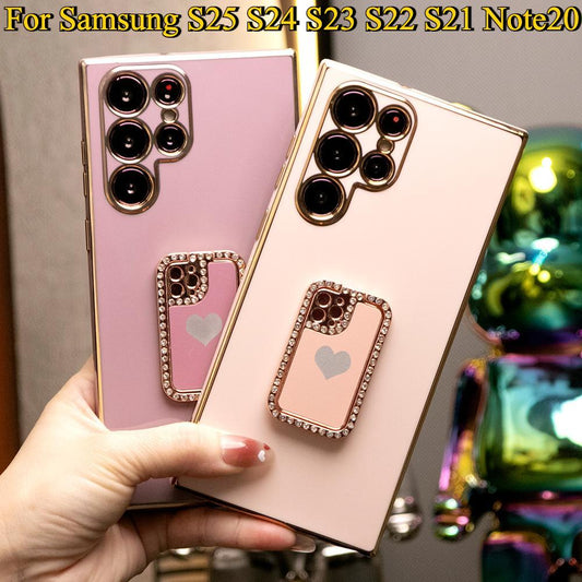 Plating Mini Phone Popstand Phone Case For Samsung S25 S24 S23 S22 S21 Note20