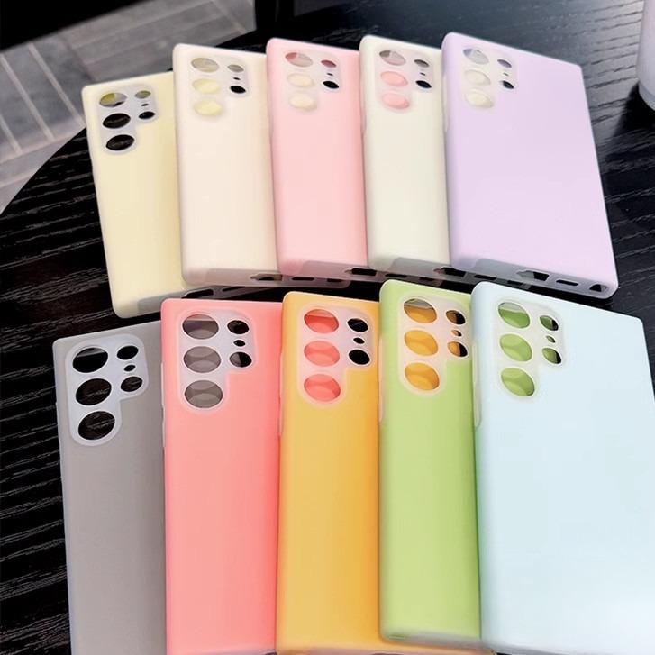 Luxury Lovely Liquid Silicone Jelly style Precision Len Protection Phone Case For Samsung S25Ultra S24FE S25 S24 S23, Soft Skin Feel Silicone Shockproof Soft Cover With Microfiber Lining