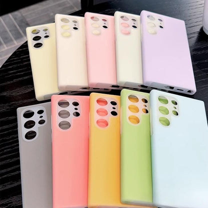 Luxury Lovely Liquid Silicone Jelly style Precision Len Protection Phone Case For Samsung S25Ultra S24FE S25 S24 S23, Soft Skin Feel Silicone Shockproof Soft Cover With Microfiber Lining