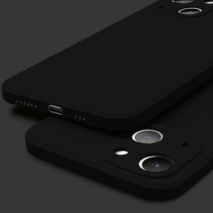 Für iPhone 16 15 14 Pro Max Handyhülle, Schlanke, matte, dünne, luxuriöse, quadratische, weiche, flüssige Silikon-Schutzhülle mit stoßfester Rückseite mit Mikrofaser-Innenfutter