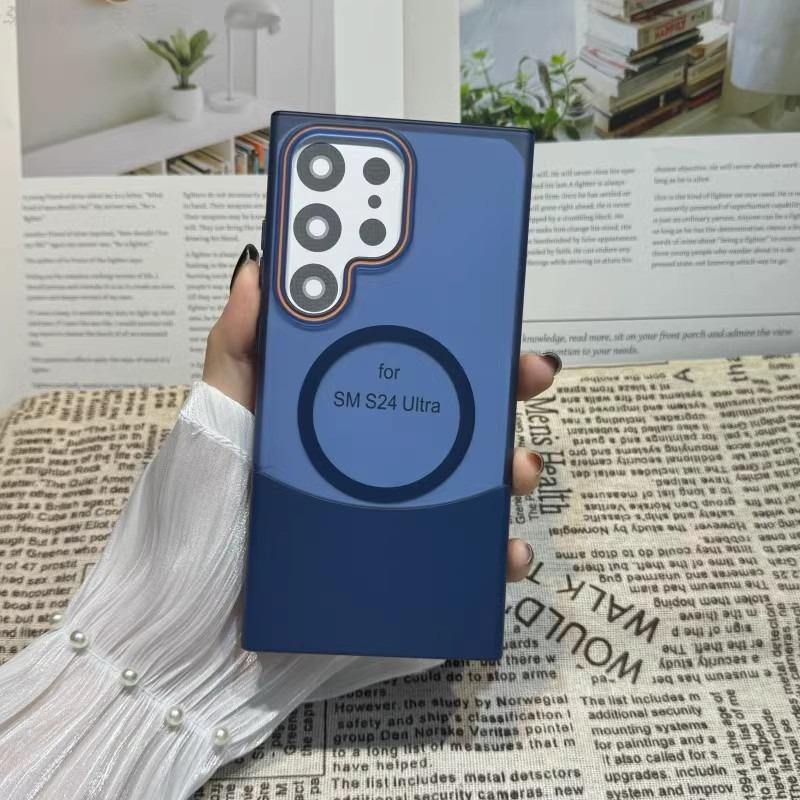 Matte Clear Fission Magnetic Two-tone Slim PC Phone Case For Samsung S25Ultra S25 S24 S23 S22 Transparent Skin Feel Bumper Shockproof Hard Full Cover