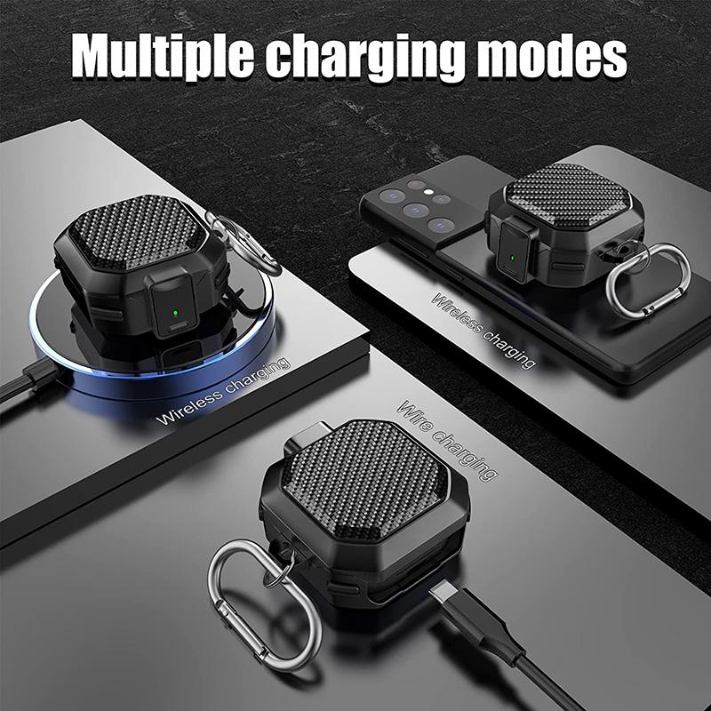 Carbon Fiber Switch Lock Case For Samsung Galaxy Buds 2 Shockproof Full Cover Earphone Cover For Samsung Buds Live/Pro/2 Pro/FE