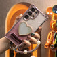 Gradient Plating Four Corners Love Heart Mirror Thin Kickstand Case with Pearl Diamond Wristband for Samsung S25Ultra S25 S24 S23 S22 S21 Note20 A53 A54 A55 Hard Acrylic Bumper Full Cover