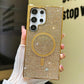 Luxury Glitter Rhinestone Plating Diamonds Magnetic Wireless Charging Phone Case For Samsung S25 S24 S23 Shockproof Protection Soft Bumper Cover
