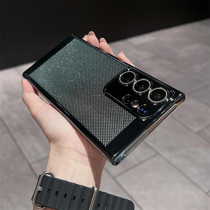 Ultra Slim Plating PC with Len Protector Cooling Phone Case For Samsung S25Ultra S24 S23 S22 S21 Note20 Shockproof Hard Full Cover