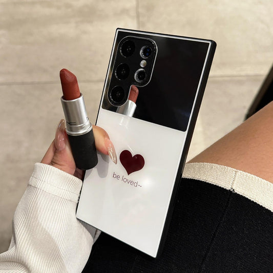 For Samsung S25Ultra S25 S24 S23 S22 S21 Phone Case, Luxury Glitter Mirror Love Heart Plating Acrylic, Camera Protection Hard Full Cover