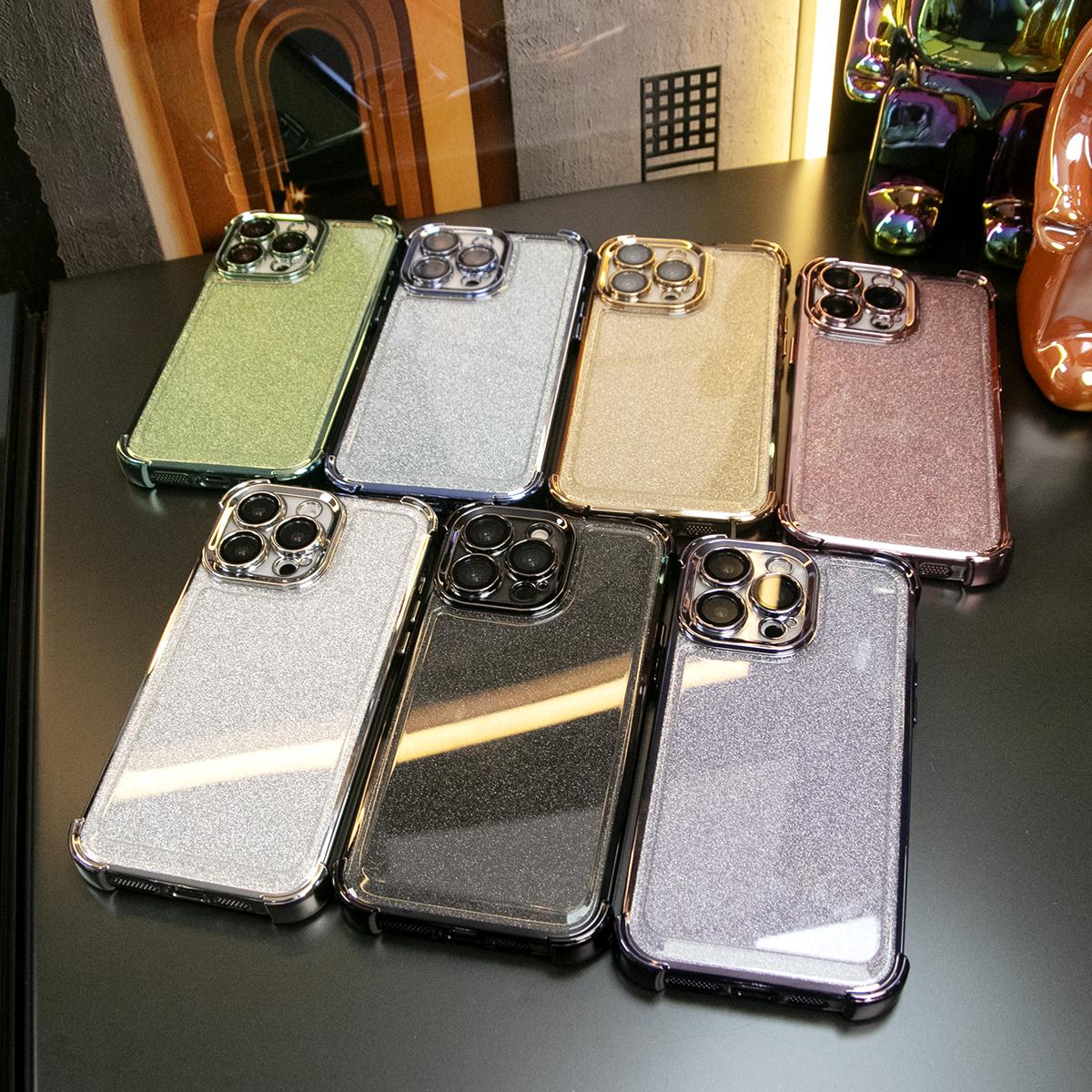 Luxury Glitter Plating Four Corners Shockproof Clear Phone Case With Magnetic Kickstand For iPhone 16 15 14 13 12 11 XR XSMax X/XS Hard Acrylic Hybrid Bumper Hard Full Cover
