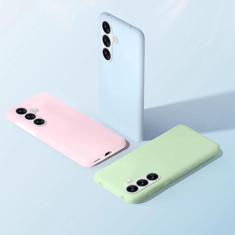 Luxury Lovely Liquid Silicone Jelly style Precision Len Protection Phone Case For Samsung S25Ultra S24FE S25 S24 S23, Soft Skin Feel Silicone Shockproof Soft Cover With Microfiber Lining