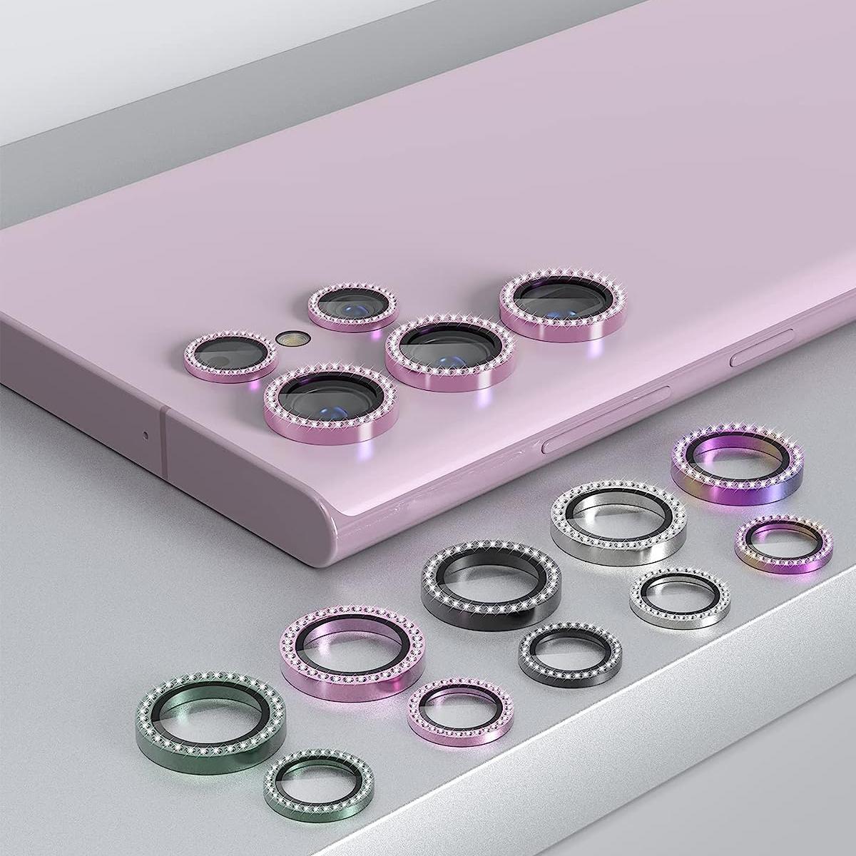 Diamond 9H Tempered Glass Camera Lens Protector Alloy Ring Cover for Samsung Galaxy S25 Ultra S24 Ultra