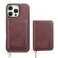 Multi-function Leather Zipper Card Case Strong Magnetic Wallet Card Holder Card Bag Case for Magsafe for iPhone 16 15 14 13 12 Pro Max Stand Cover for Samsung S25 S24 S23 Smart Phone Accessories