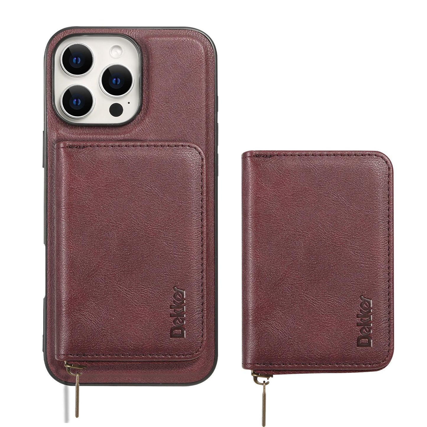 Multi-function Leather Zipper Card Case Strong Magnetic Wallet Card Holder Card Bag Case for Magsafe for iPhone 16 15 14 13 12 Pro Max Stand Cover for Samsung S25 S24 S23 Smart Phone Accessories