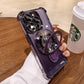 Glitter Plating Acrylic with Len Protector Phone Case with Magnetic Kickstand For iPhone 16ProMax 15 14 13 12 Four Corner Shockproof Hard Full Cover