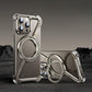 For iPhone 16ProMax 16 15 14 13 Desert Gold Aluminum Z Shape Phone Case with Metal 360 Rotating Kickstand, Anti-Fall for Magsafe Shockproof Frameless Support Wireless Charging Hard Full Cover