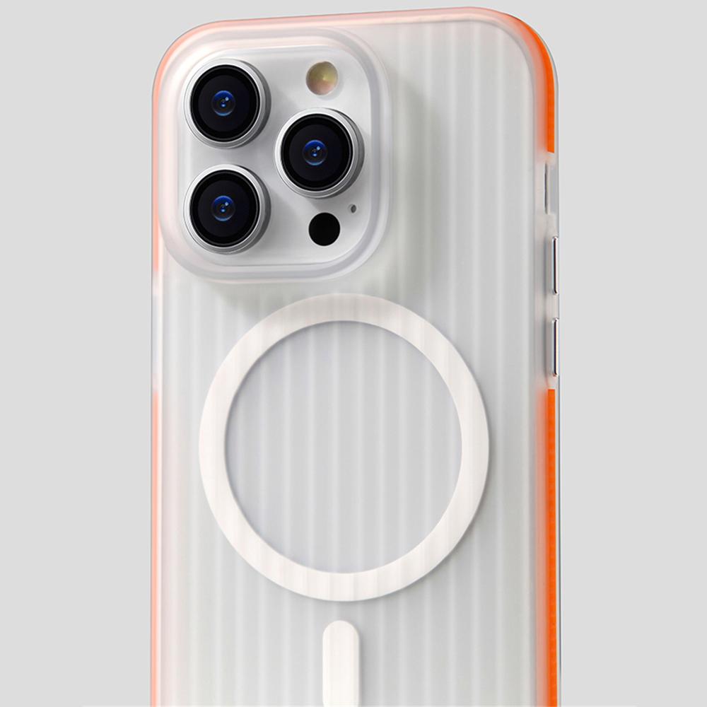 Corrugated Transparent Matte Magnetic Wireless Charger Phone Case For iPhone 16 15 14 13 Pro Max Armor Bumper Shockproof Cover