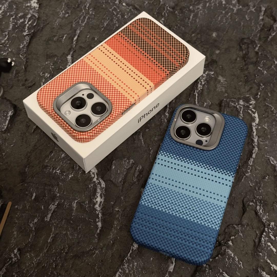 Carbon Fiber Matte Strong Magnetic Camera Kickstand Hardware Shockproof Phone Case For iPhone 16ProMax 15 14 13 Support Wireless Charging Hard Full Cover
