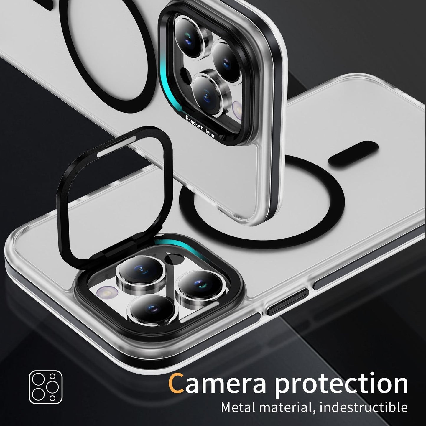 Matte Transparent Anti-Dust Anti-Fall Bumper Shockproof Strong Magnetic Phone Case With Metal Camera Kickstand for iPhone 16ProMax 16 15 14 13 12 11 XR Bumper Hard Cover