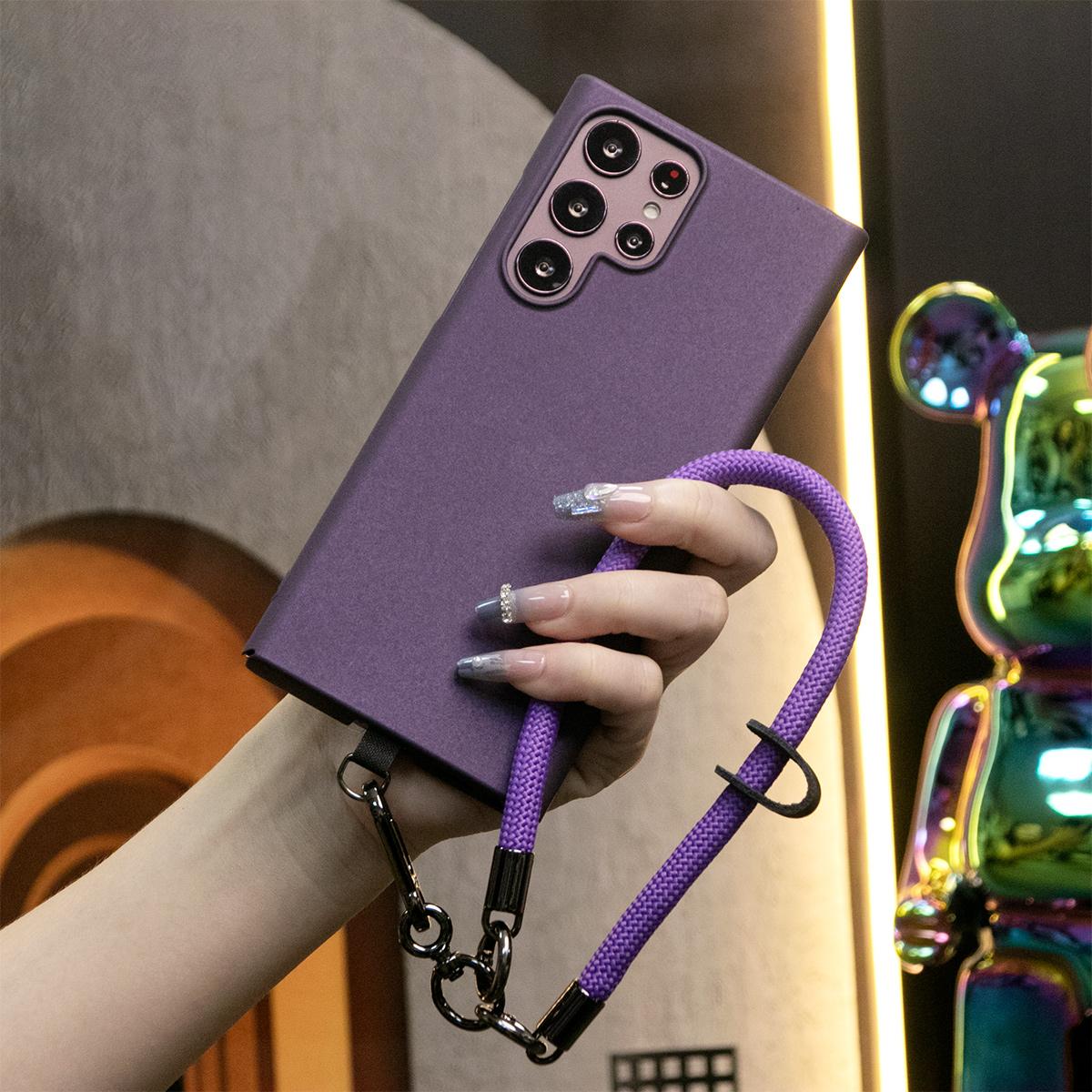 Ultra Thin Sandstone Matte Case with Multifunctional Climbing Rope For Samsung S25 S24 S23 S22 S21 Note20 Full Protective Hard Back Cover