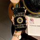 Luxury Glitter Dazzling Phantom Flower Case For iPhone 16 15 14 13 12 11 Plus Pro Max Fashion Bracket Lanyard Square Case Back Cover