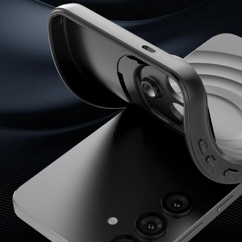 Matte Ripple Pattern Magnetic Phone Case with Camera Kickstand For Samsung S25Ultra S25Plus S25 Skin Feel Shockproof Soft Full Cover