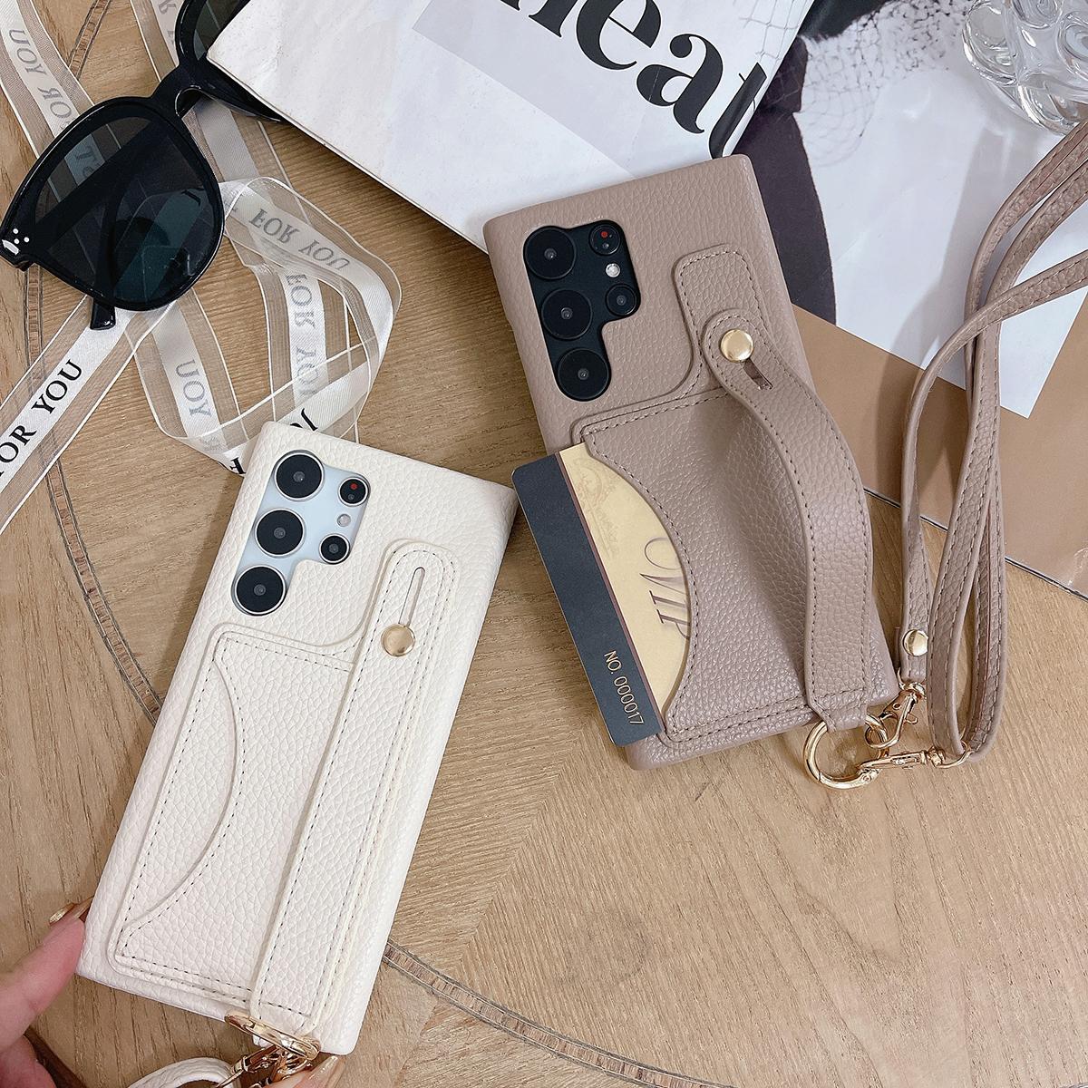 Wallet Case For Samsung S25 S24 S23 S22 S21 A15 A25 A35 A55 Card Holder Wrist Strap Lanyard Handbag Crossbody Leather Cover for Samsung A15 A25 A35 A55