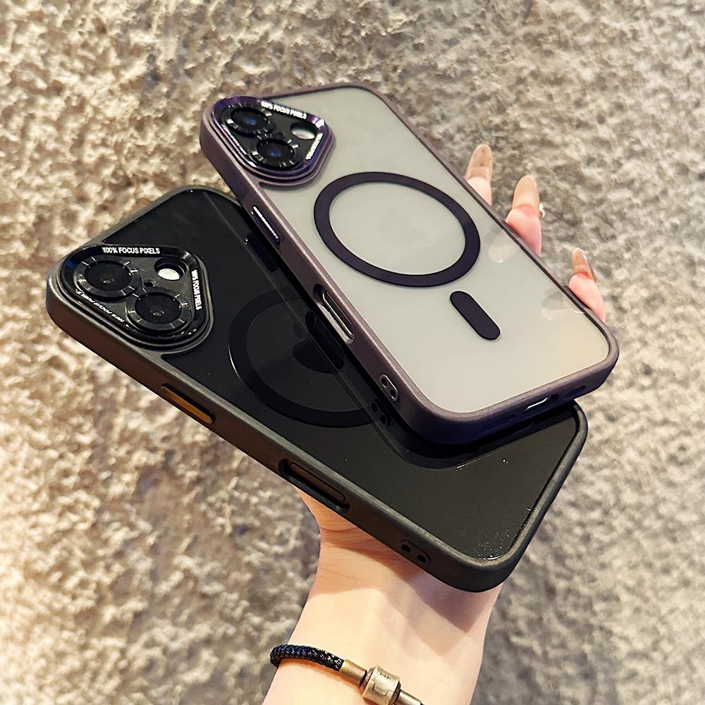 Crystal High Definition Clear Magnetic Phone Case For iPhone 16ProMax 16 15 14 13 12 11 Pro Max Plus Transparent HD Metal Len Protection Hardware Hard Full Cover