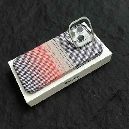 Carbon Fiber Matte Strong Magnetic Camera Kickstand Hardware Shockproof Phone Case For iPhone 16ProMax 15 14 13 Support Wireless Charging Hard Full Cover