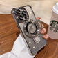 Glitter Plating Acrylic with Len Protector Phone Case with Magnetic Kickstand For iPhone 16ProMax 15 14 13 12 Four Corner Shockproof Hard Full Cover