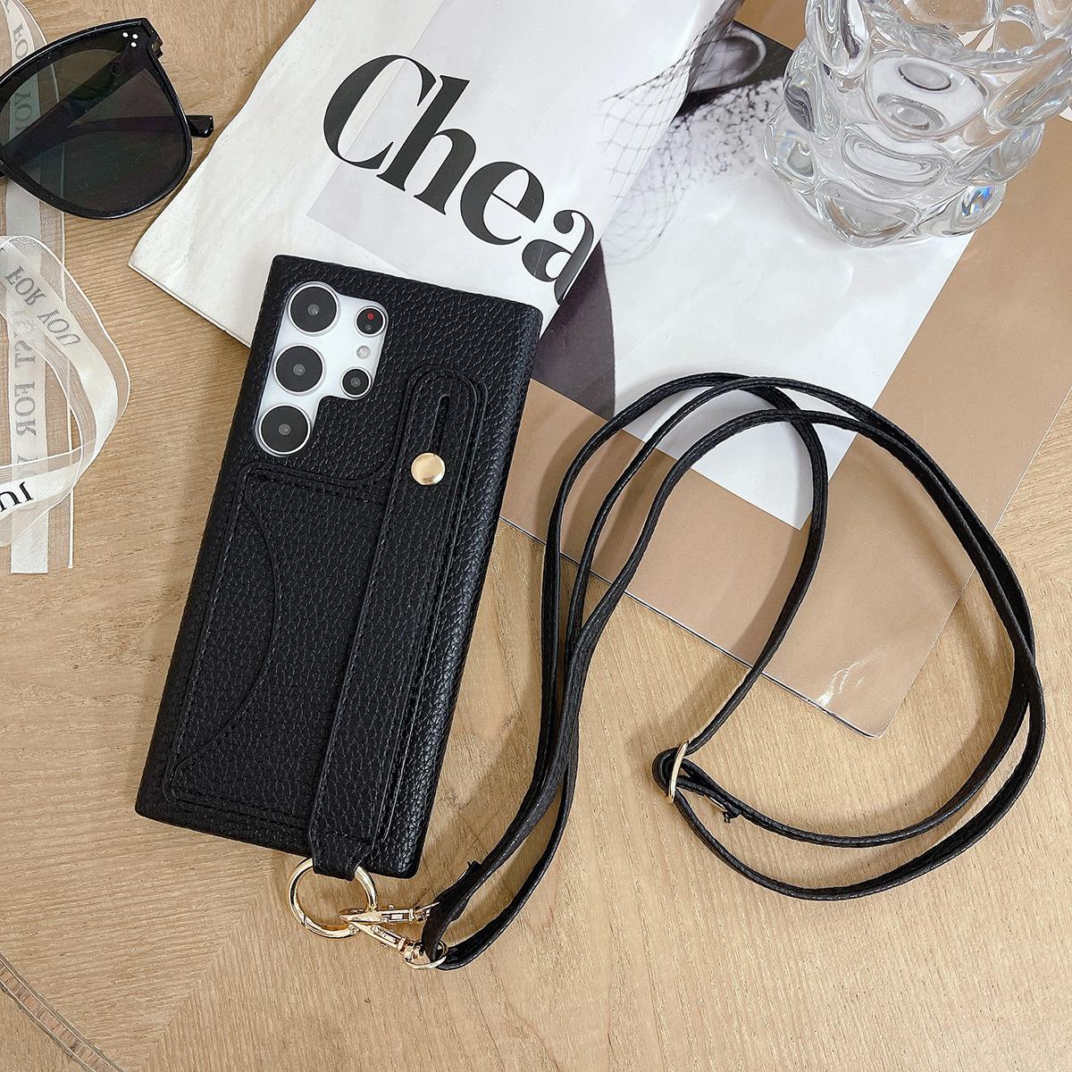 Wallet Case For Samsung S25 S24 S23 S22 S21 A15 A25 A35 A55 Card Holder Wrist Strap Lanyard Handbag Crossbody Leather Cover for Samsung A15 A25 A35 A55
