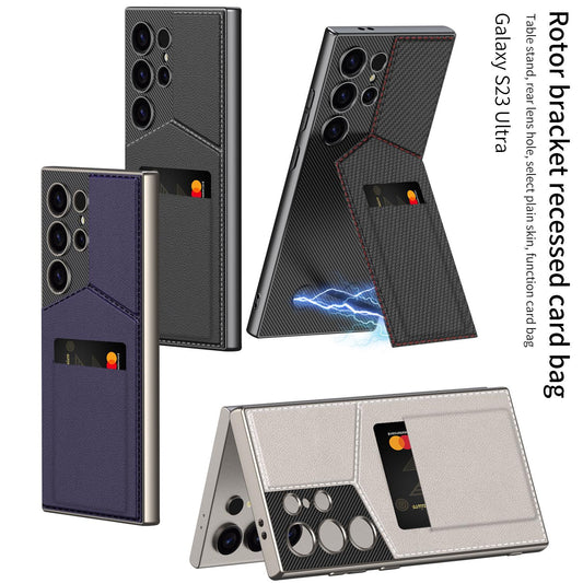 Ultra-thin Mobile Phone Case Suitable For Samsung Galaxy S23 S24 Ultra Mobile Phone Case Magnetic Rotor Bracket Plug-in Card Case