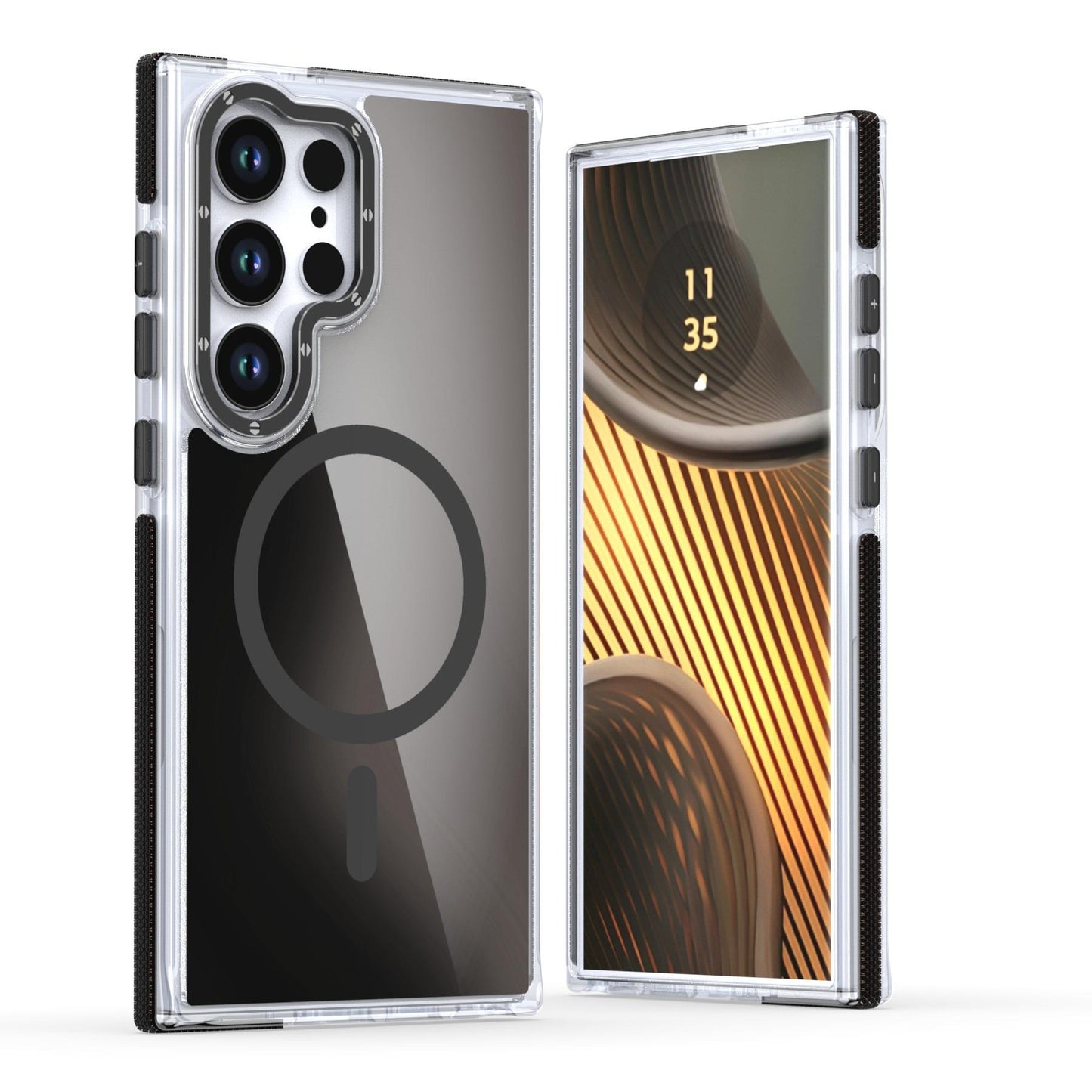 Laser Gradient Chameleon Strong Magnetic Wireless Charging Phone Case For Samsung S25Ultra S25 S24 S23 S22 S21FE A06 A15 A16 A25 A35 A36 A53 A54 A55 Metal Frame Acrylic Shockproof Hard Cover