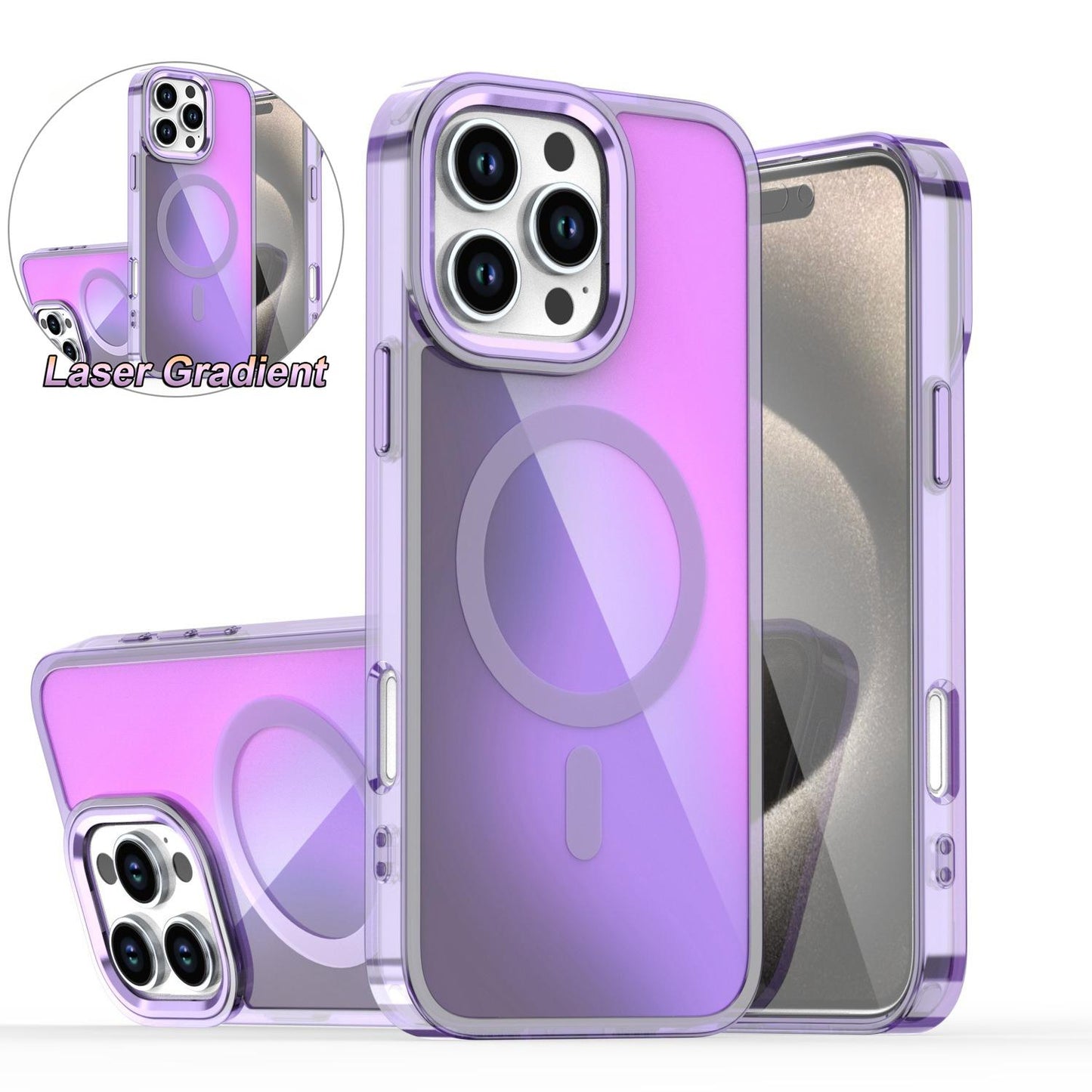Slim Laser Gradient Chameleon Strong Magnetic For Magsafe Wireless Charging Phone Case For iPhone 16 15 14 13 12 11 Pro Max Plus Metal Frame TPU Acrylic Shockproof Hard Full Cover