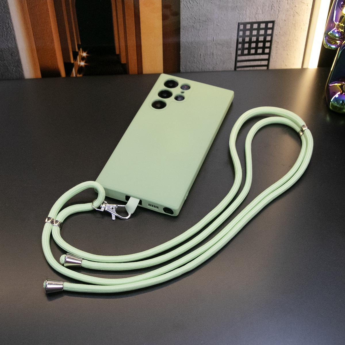 Silicone Matte Phone Case With Woven Lanyard For SamsungS25 S25Plus S25Ultra S24 S24FE S24Plus S24Ultra Camera Protect Soft Cover