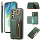 For Samsung S25Ultra S24 S23 S22 A16 A15 A35 A55 Leather Phone Case with Double Folding Wallet Wristband, Anti-Fall Card Bag Kickstand Shockproof Business Hard Full Cover