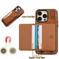 For iPhone 16ProMax 16 15 14 13 12 Leather Phone Case with Double Folding Wallet Wristband, Anti-Fall Card Slot Kickstand Shockproof Business Hard Full Cover