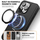 Luxury Full Leather Phone Case For iPhone 16ProMax 16 15 14 13 12 11 Magnetic Rotate Metal Holder Stand Back Cover