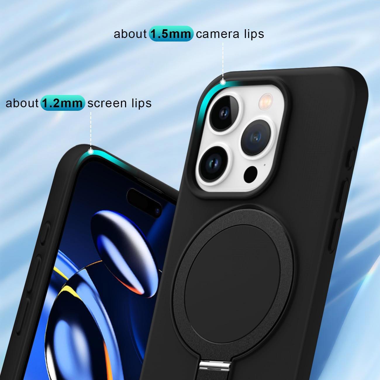 Strong Magnetic Kickstand Phone Case For iPhone 16 15 14 13 12 for MagSafe, Skin-friendly Liquid Silicone Shockproof with Microfiber Lining Full Cover