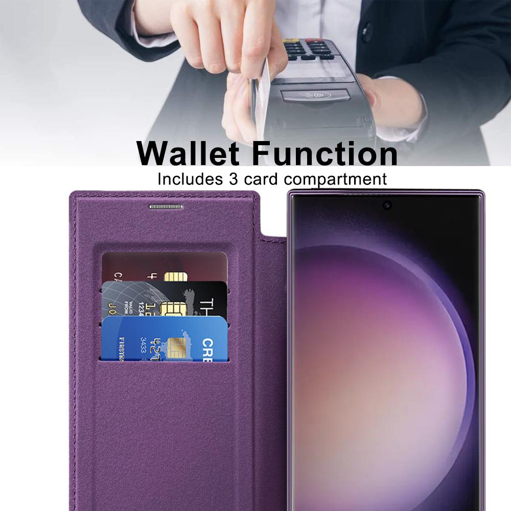 Magnetic Suction Flip Leather Case For Samsung S25 S24 S23 S22 for Magsafe Case High Leather Equipped With Lens Film Case