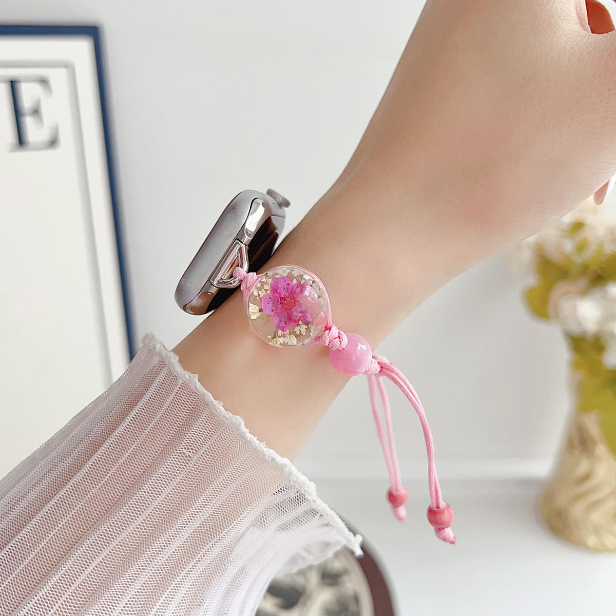 Crystal Flower Chain Metal Strap for Apple Watch 44mm Band 45 42 38 41 Ultra 49mm Link Bracelet for IWatch Series 9 8 7 6 SE 5 4