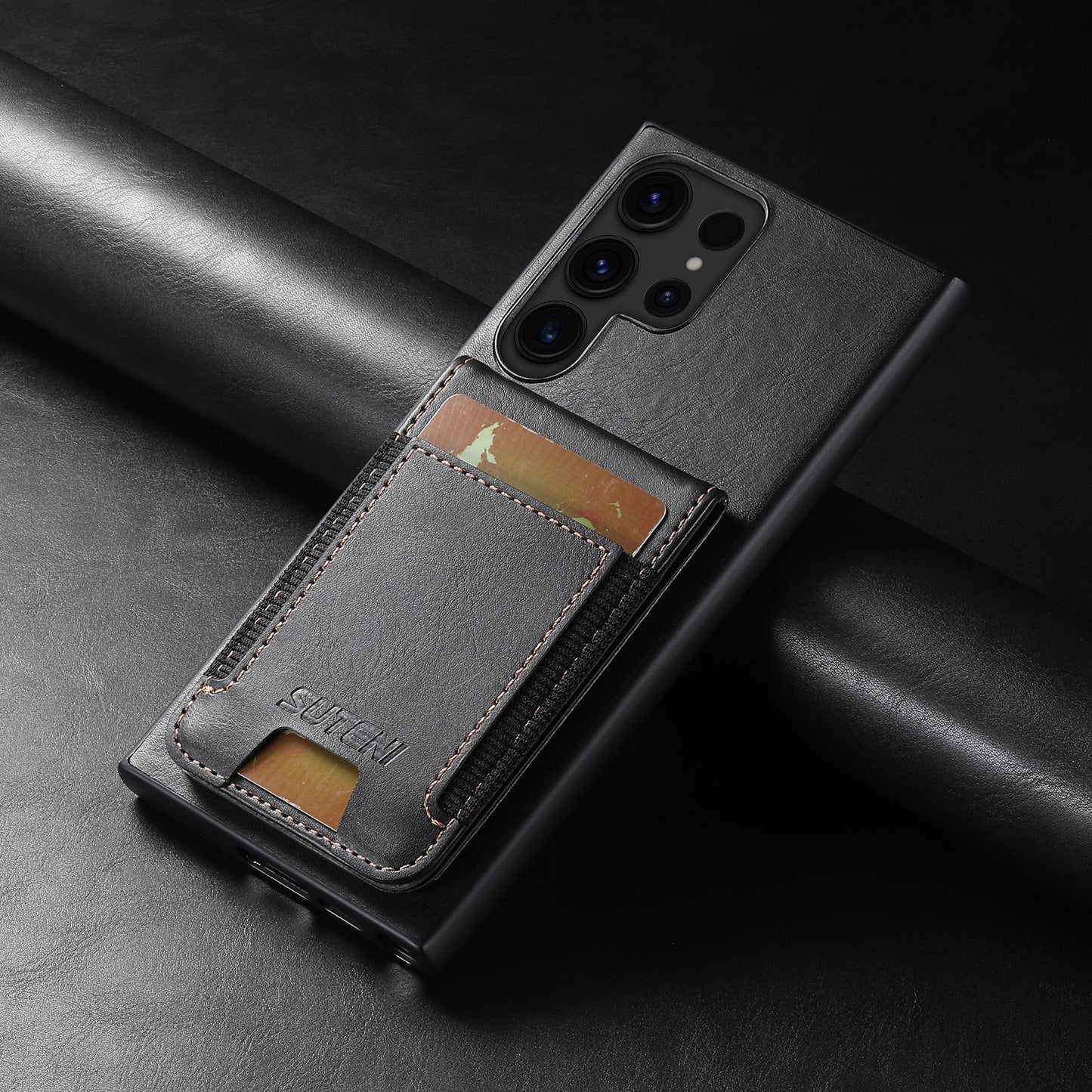 For Samsung S25 S24 S23 S22 Note20 Ultra Plus Phone Case, Smooth Surface Oil Wax Pattern Flip Elasticity Wallet Card Slot Leather Kickstand Magnetic Clasp Shockproof Phone Case