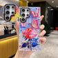 For Samsung S25 S24 S23 S22 Phone Case with Diamond Lens Protectors, Luxury Castle Panda Leopard Rainbow Butterfly Elephant Girl Oil Painting Metal Camera Frame Anti-drop Hard Shockproof Full Cover
