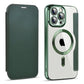 Wireless Charge Case for iPhone 16 15 14 13 Pro Max Magnetic Shockproof Flip Leather Shell Card Slot Hard PC Back Cover